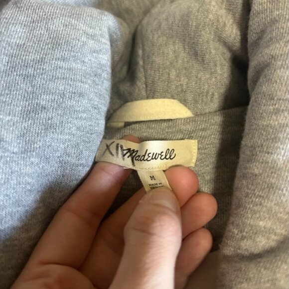 Madewell Grey Sweatshirt Puffer Coat Jacket Button Up in Heather Grey Size M - Picture 5 of 8